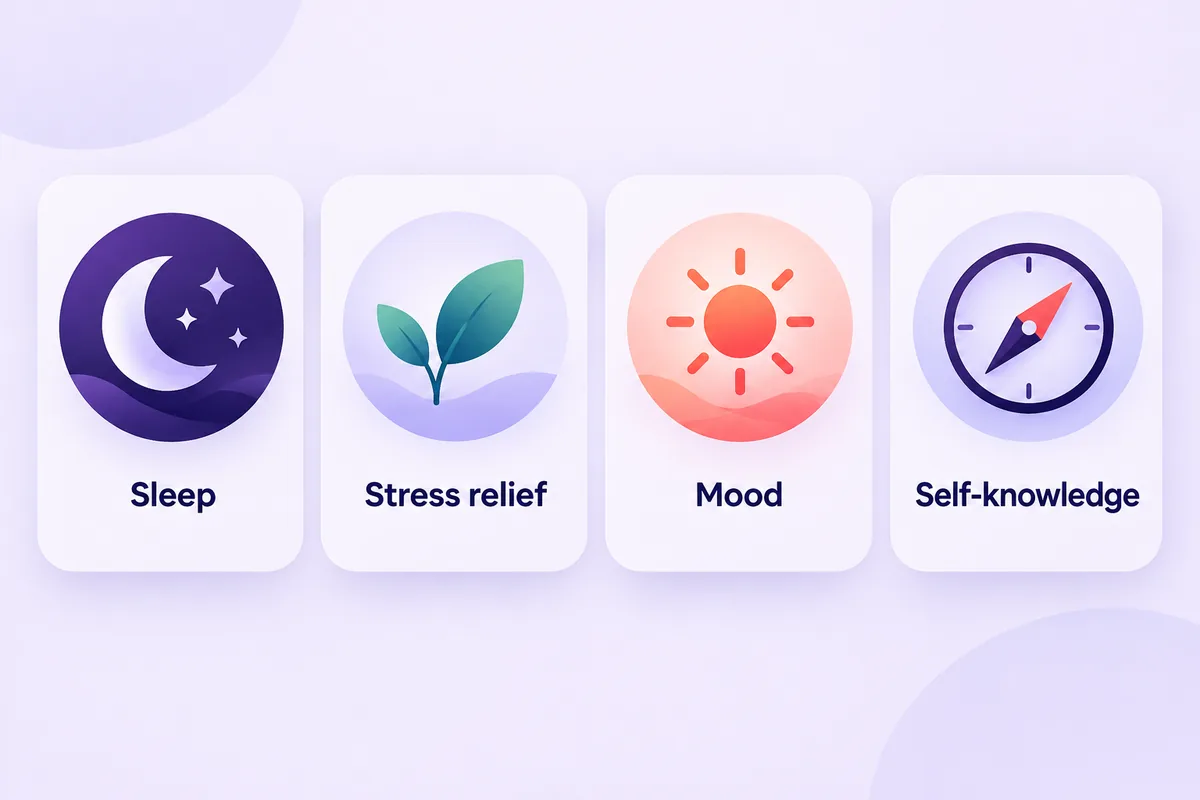 Four cards: better sleep, less stress, mood and self-knowledge