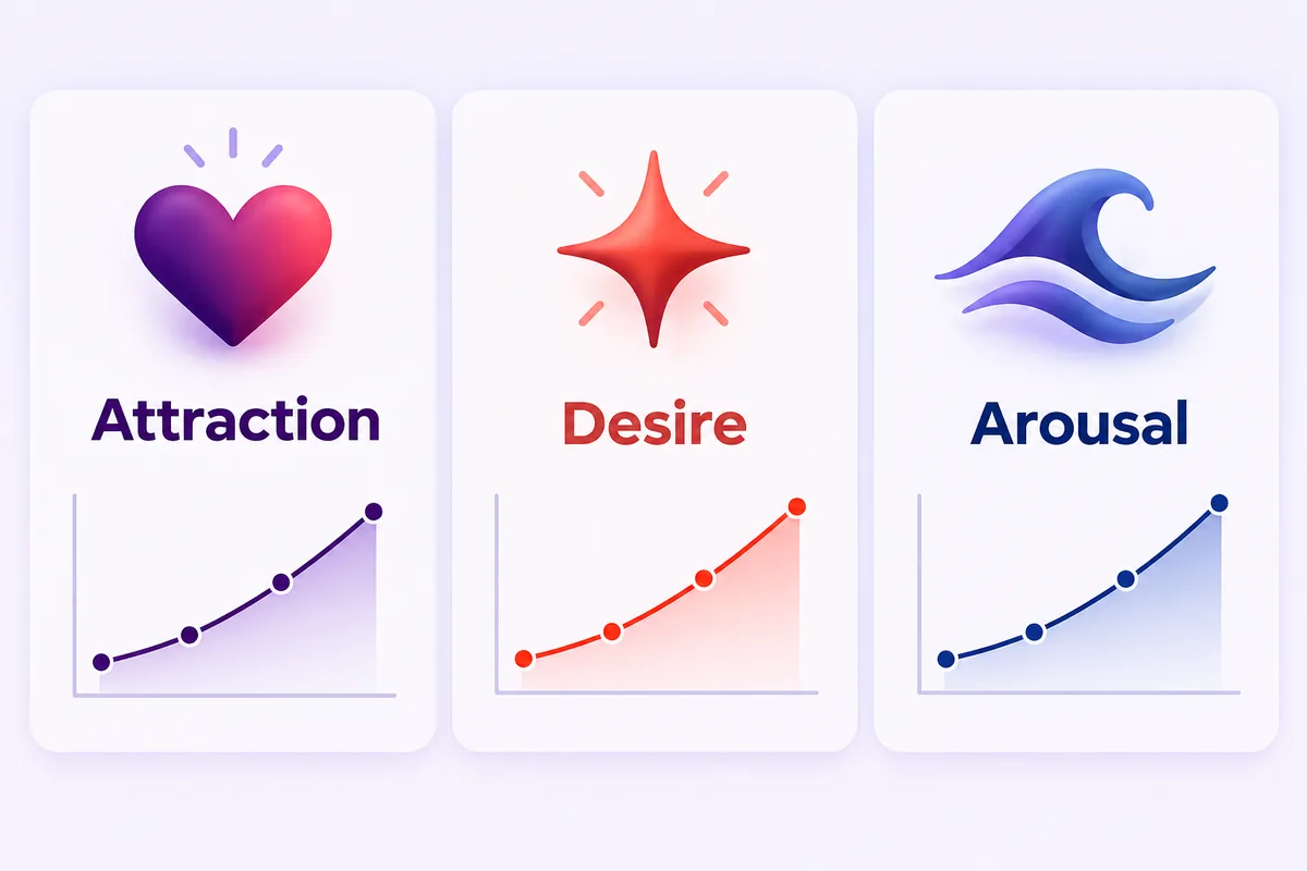 Three separate panels with a heart, a spark and a wave