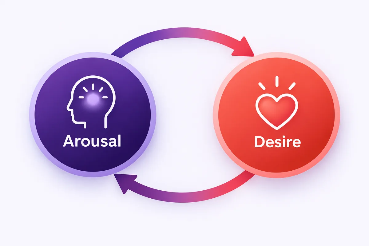 Two circles labeled Arousal and Desire linked by looping arrows in both directions